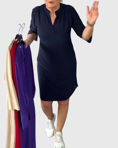 Clara | Solid V-Neck Dress