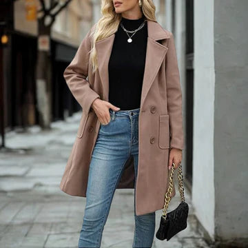 DEMI™ - Casual Mid Length Button Open Front Coat