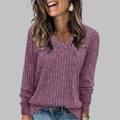Maribel – Comfy V-Neck Long Sleeve Top