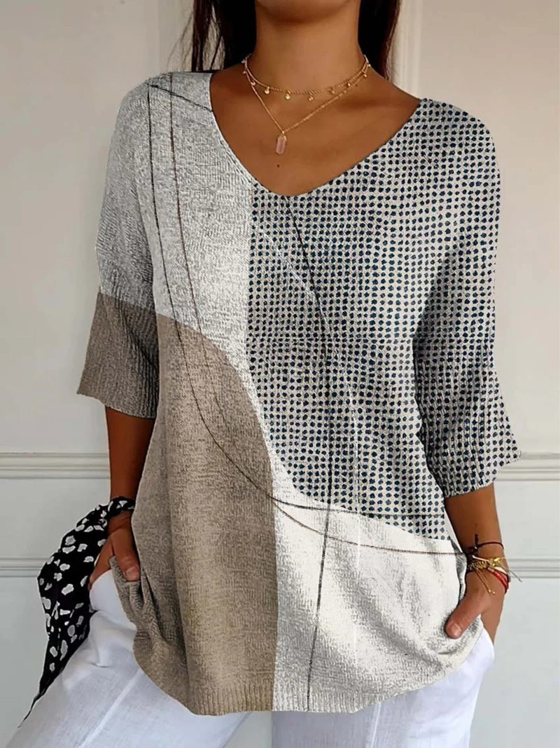 Feline | Abstract Geometric Pattern Art Print Casual Knit Pullover